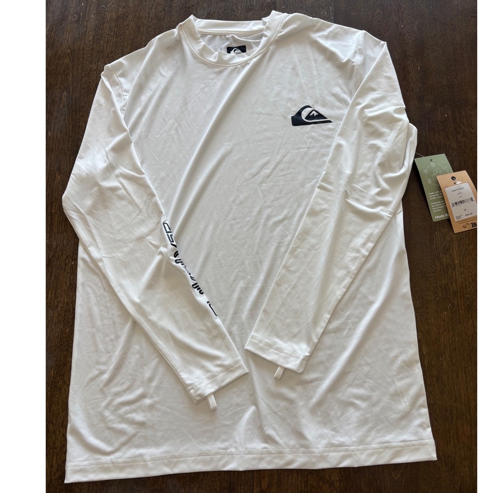 Quiksilver Mens Long Sleeve Rash Guard UPF 50+ White QSM15LS033 Surf Shirt M